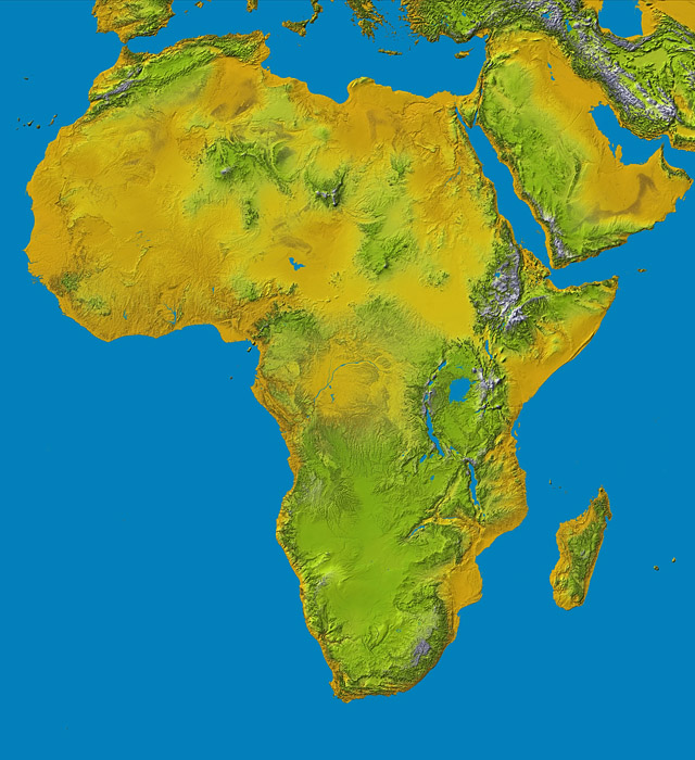 Topographie Relief Karte Afrika